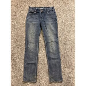 Wrangler Jeans Womens 3/4x36 Blue Straight Leg Denim Dark Wash